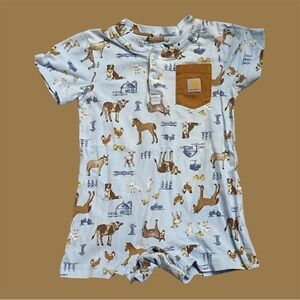 Carhartt Baby Boy’s 9 months short-sleeve Farm Print Romper VGUC